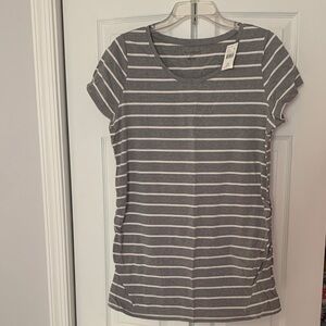 BumpStart Gray and White Striped Short Sleeve Tee